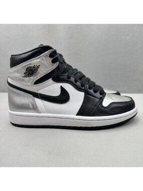 Womens Size 6 Nike Air Jordan 1 Retro High Silver Toe Shoes Metallic Sneakers